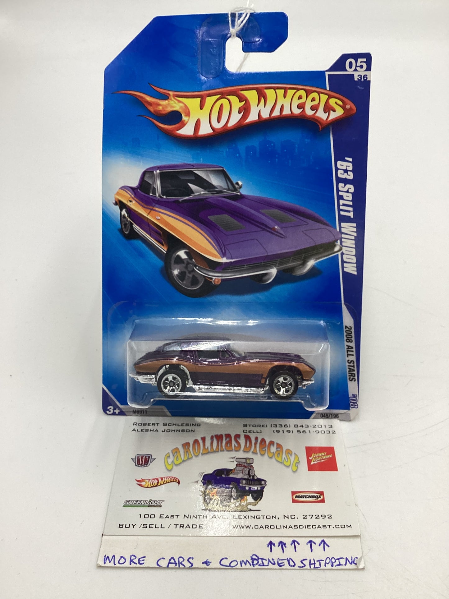 2008 Hot Wheels All Stars #45 63 Split Window Purple