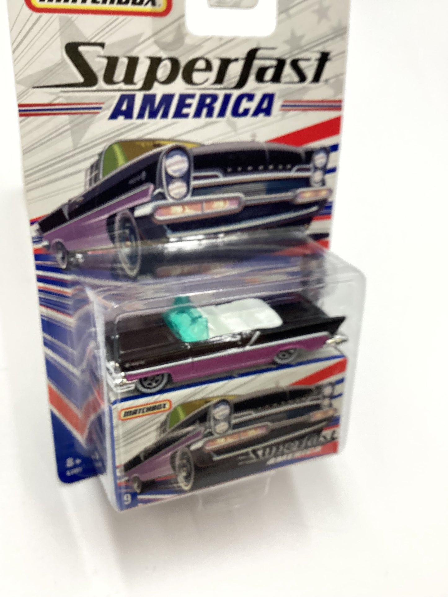 Matchbox Superfast America #9 1957 Lincoln Premiere Black/Purple 174F