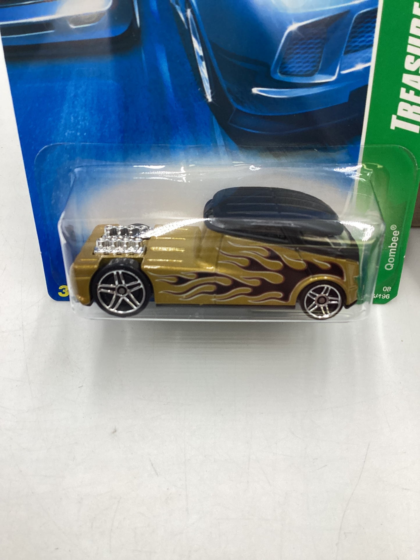 2008 Hot Wheels Super Treasure Hunt + Treasure Hunt Qombee Gold #166 with protector