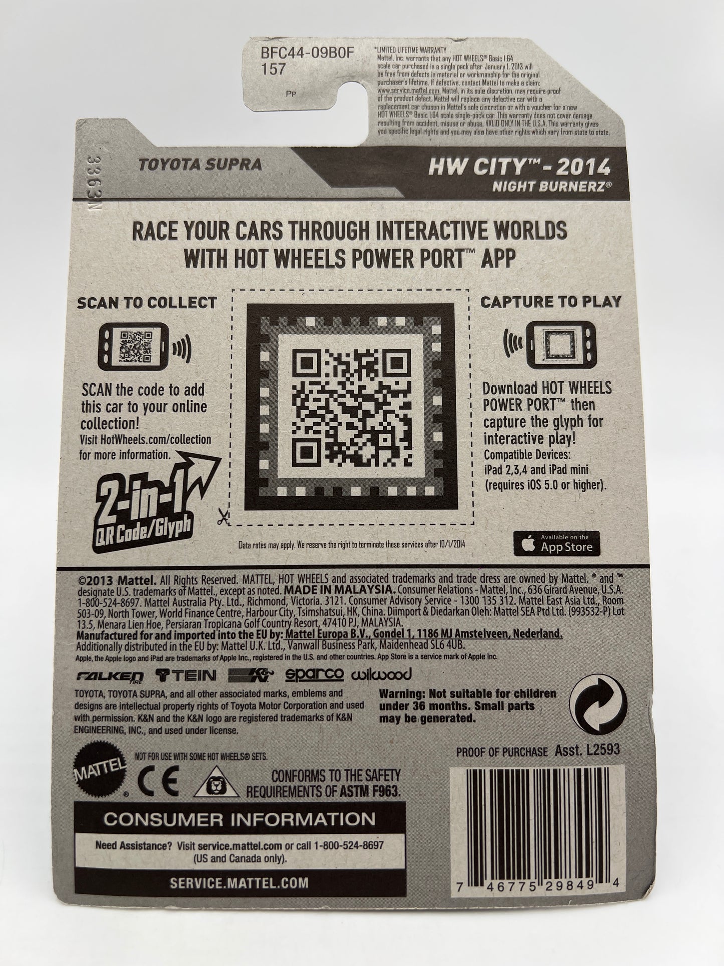 2014 Hot Wheels City #22 Toyota Supra Falken W/Protector