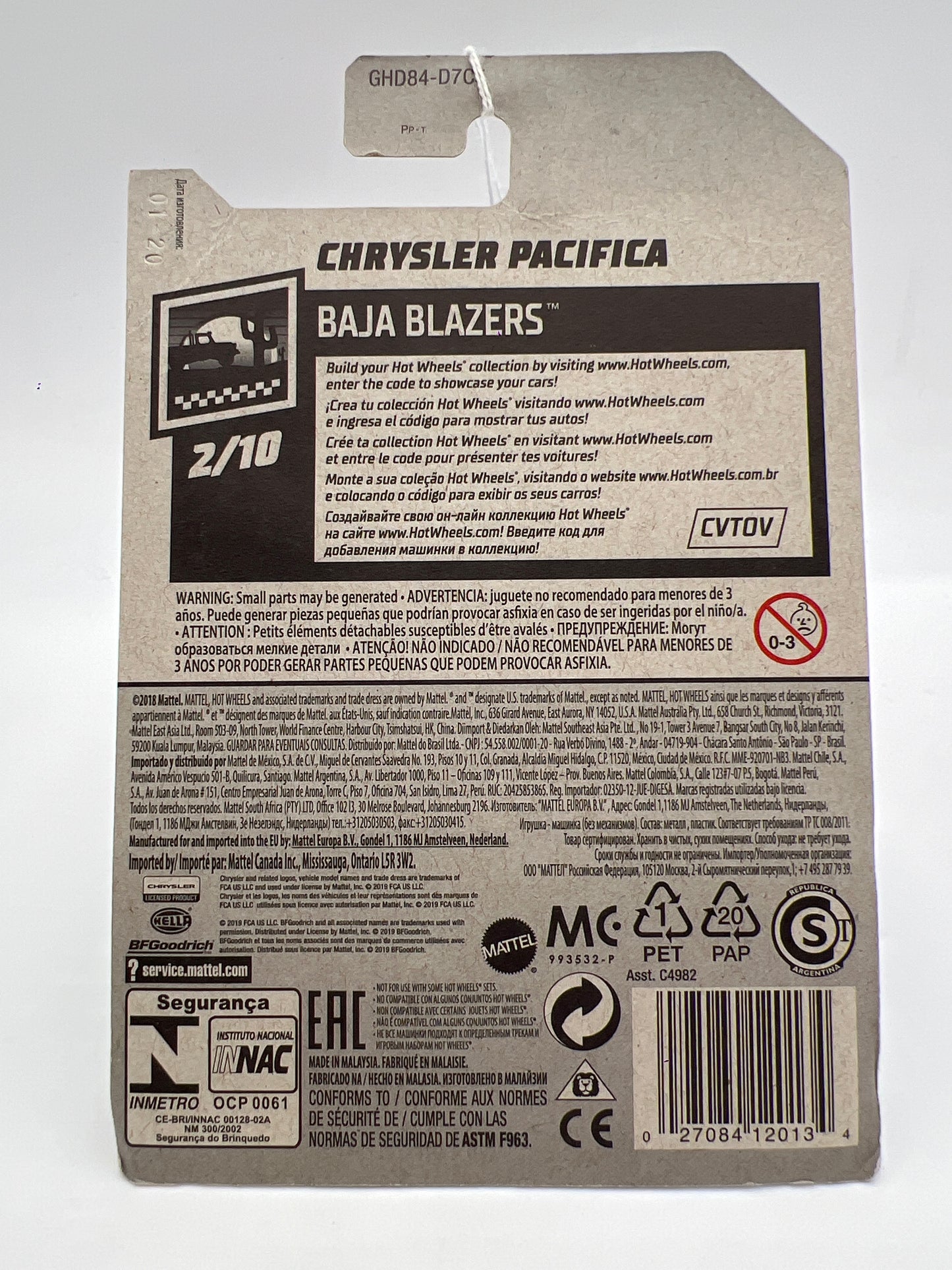 2020 Hot Wheels Baja Blazers #51 Chrysler Pacifica Black 37E
