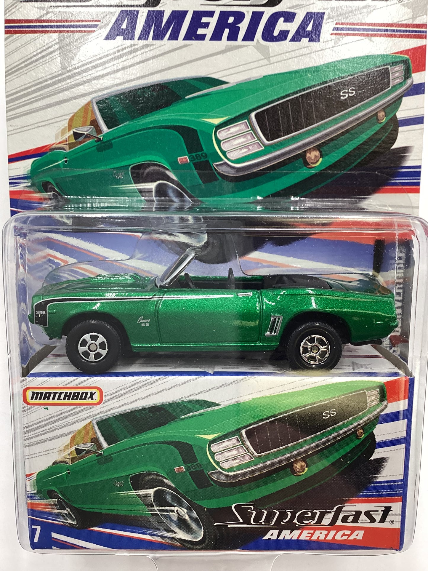 Matchbox Superfast America #7 1969 Chevrolet Camaro SS Convertible Green 174F