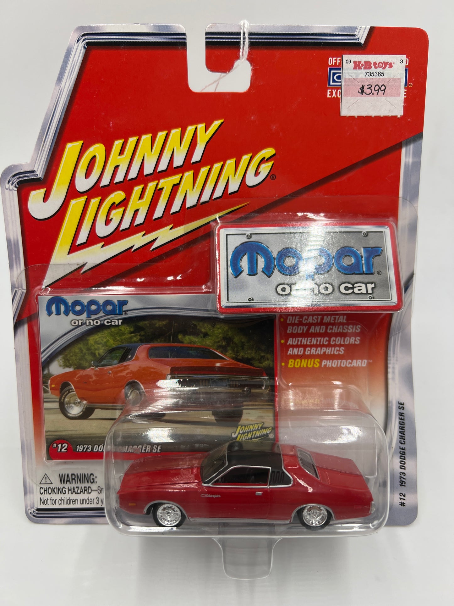 Johnny Lightning Mopar Or No Car #12 1973 Dodge Charger SE Red VHTF