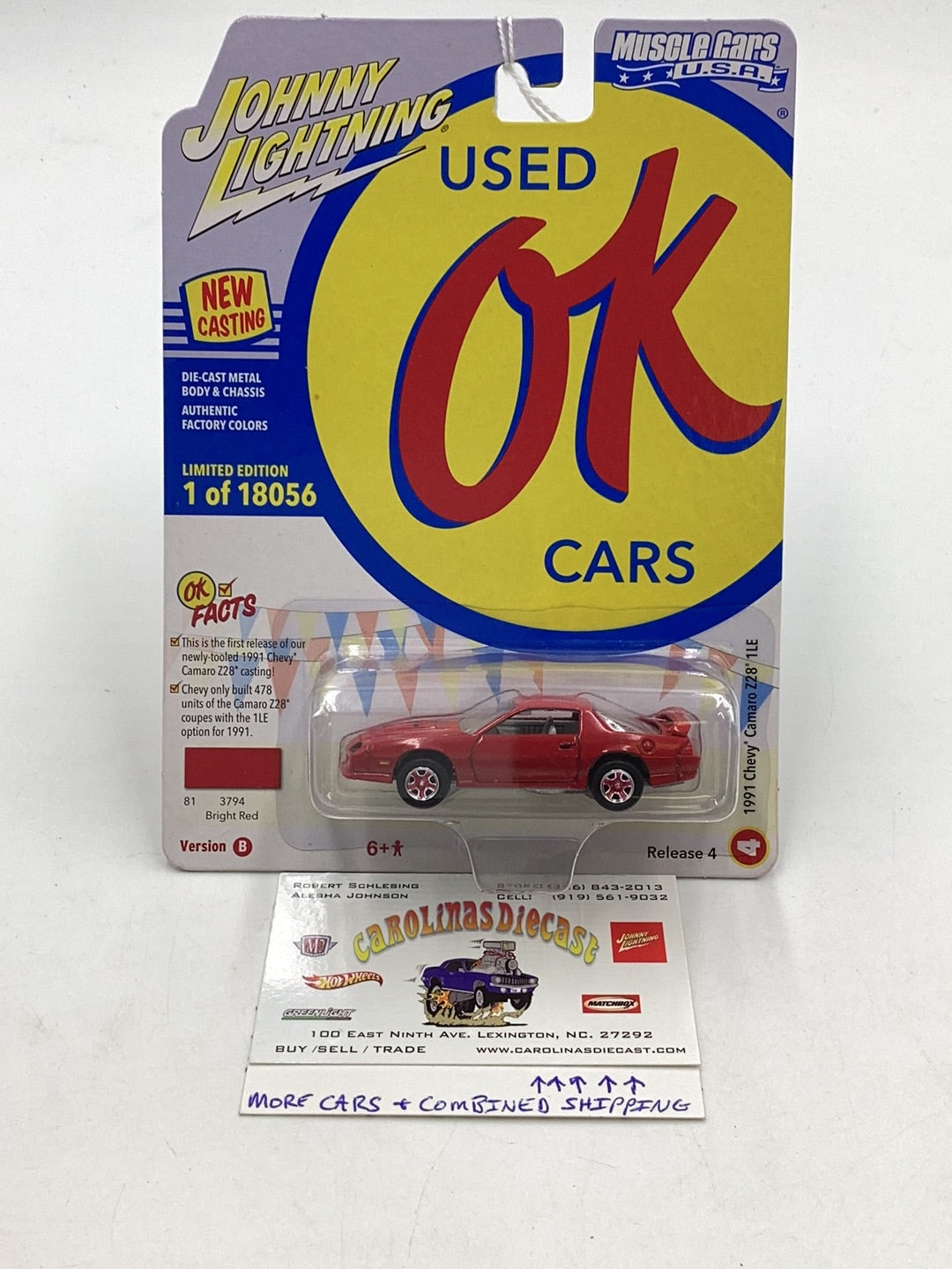 Johnny Lightning Muscle Cars USA 1991 Chevy Camaro Z28 1LE red 230B