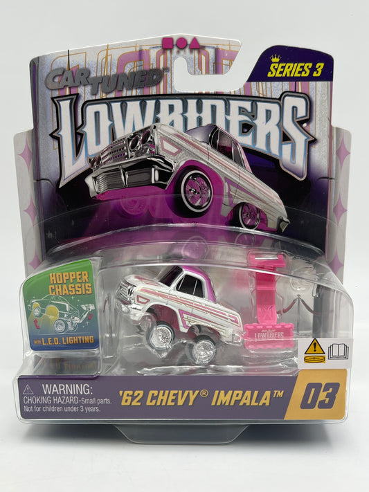 MGA Car Tuned Series 3 Show Glow Lowriders #3 62 Chevy Impala White/Pink