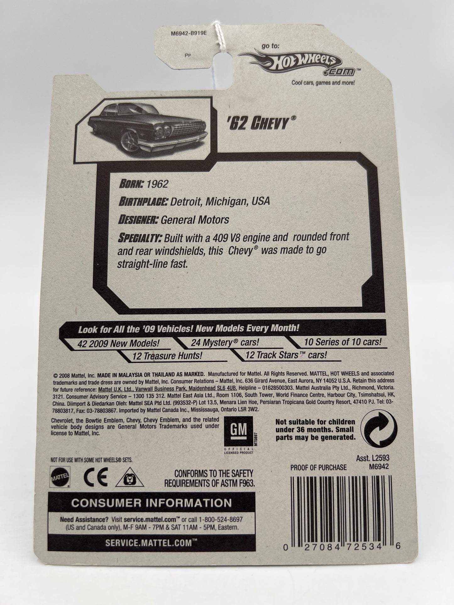 2008 Hot Wheels All Stars #76 62 Chevy Green 18F