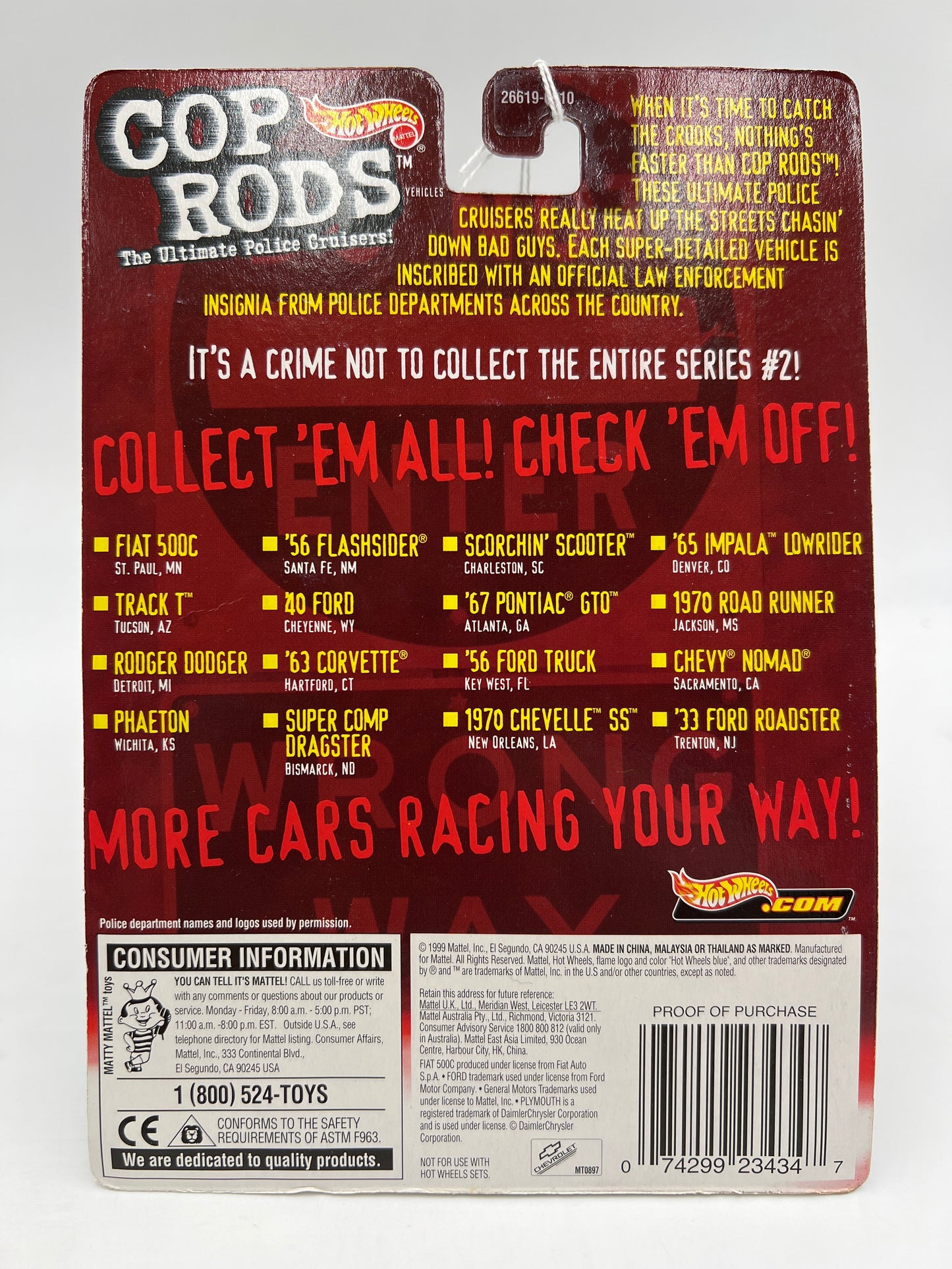 Hot Wheels Cop Rods Series 2 Sacramento CA Chevy Nomad W/Real Riders Cracked Blister SR