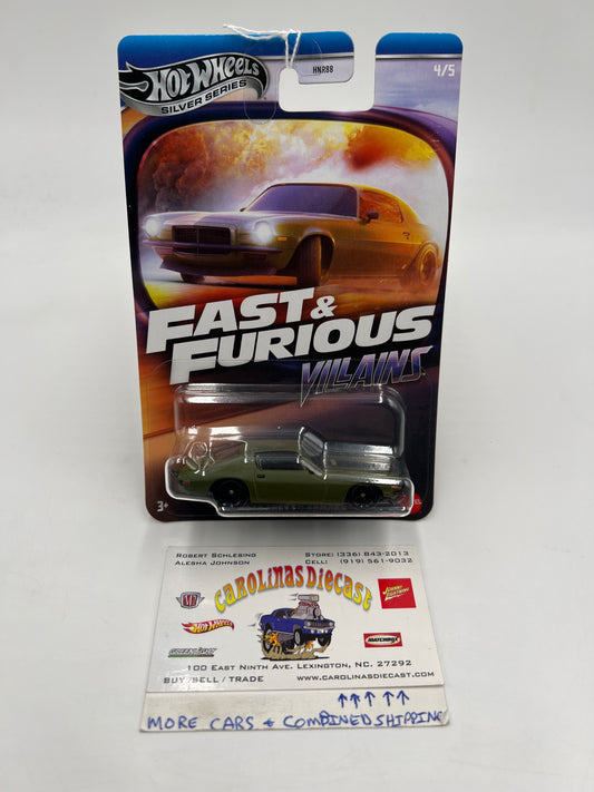 Hot Wheels Silver Series Fast & Furious Villains #4 1973 Chevy Camaro Green 69B