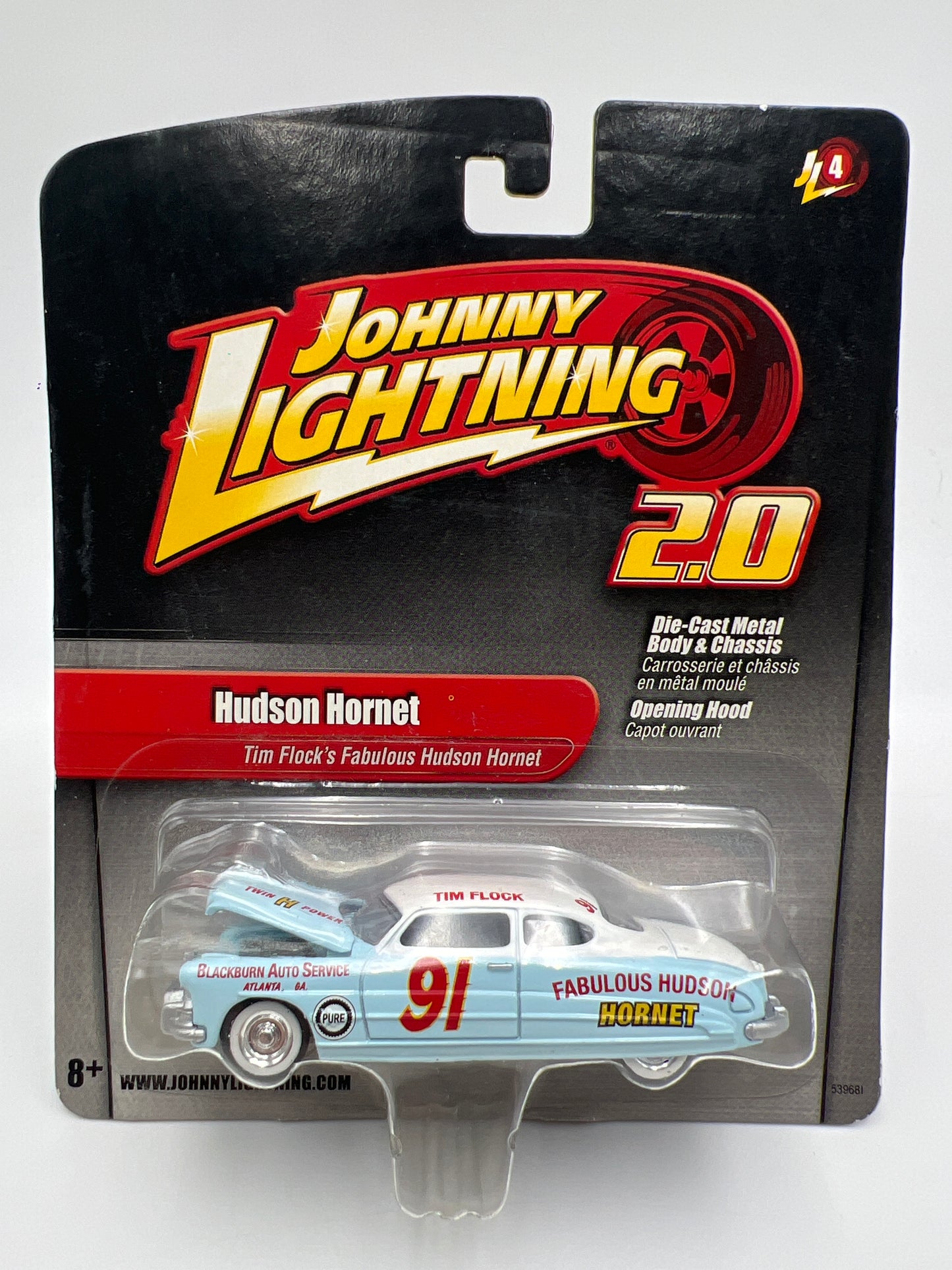 Johnny Lightning 2.0 Release #4 Tim Flocks Fabulous Hudson Hornet W/Protector VHTF