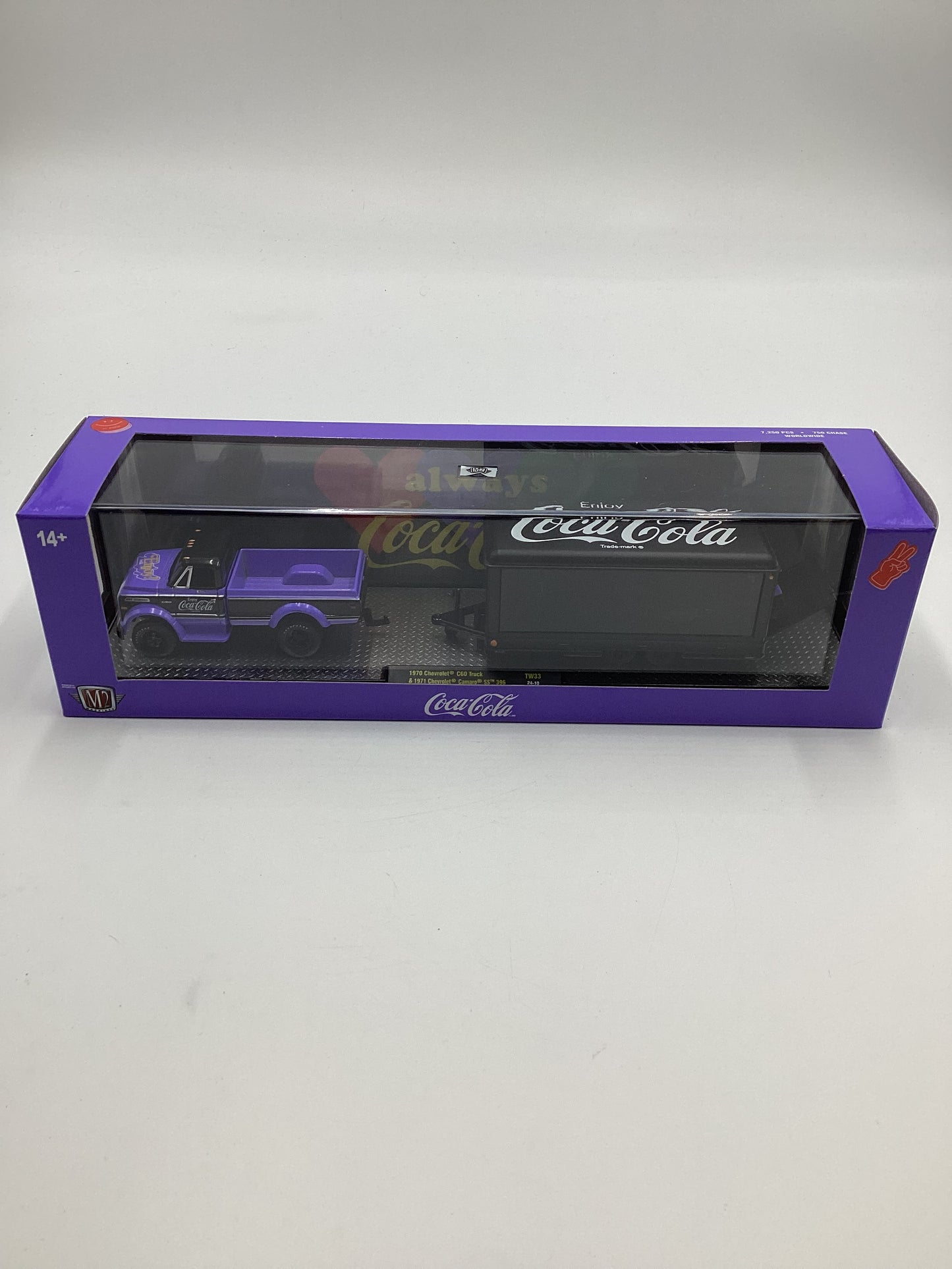 M2 Machines Auto Haulers Coca Cola 1970 Chevrolet C60 Truck & 1971 Chevrolet Camaro SS 396 Purple TW33