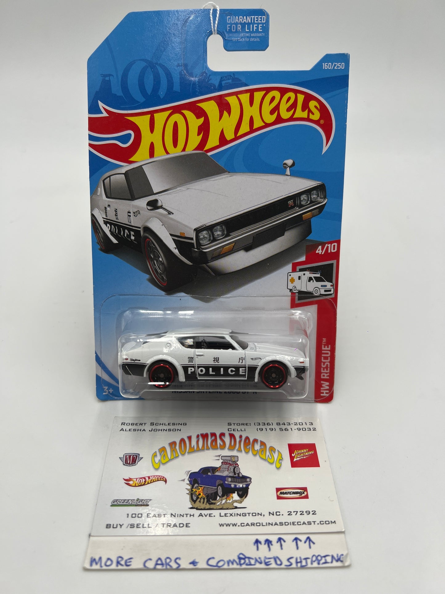 2019 Hot Wheels HW Rescue #160 Nissan Skyline 2000 GT-R Police Black/White 82E