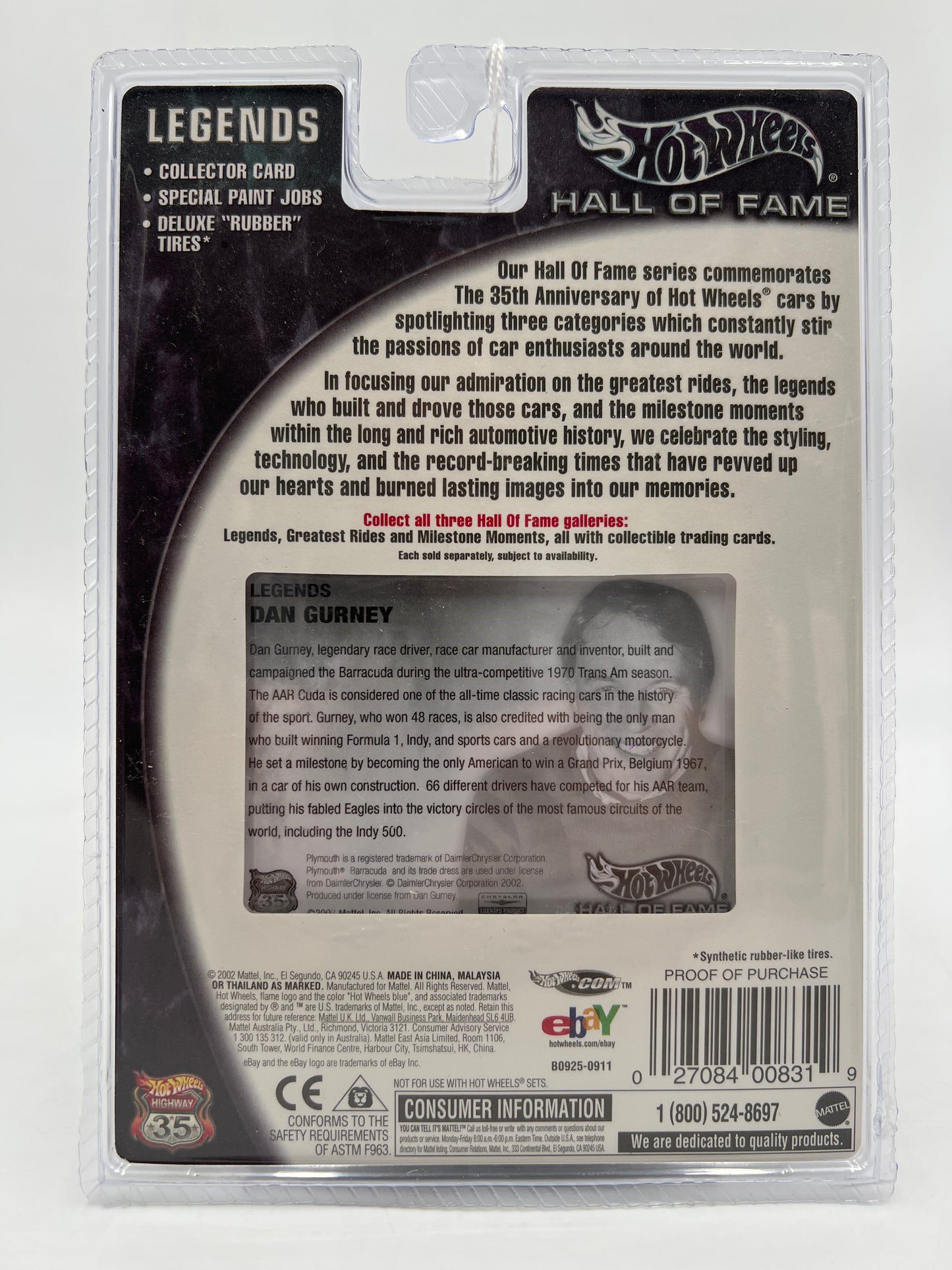 Hot Wheels Hall of Fame Legends Dan Gurney 1970 Plymouth AAR Cuda #48 Dark Blue