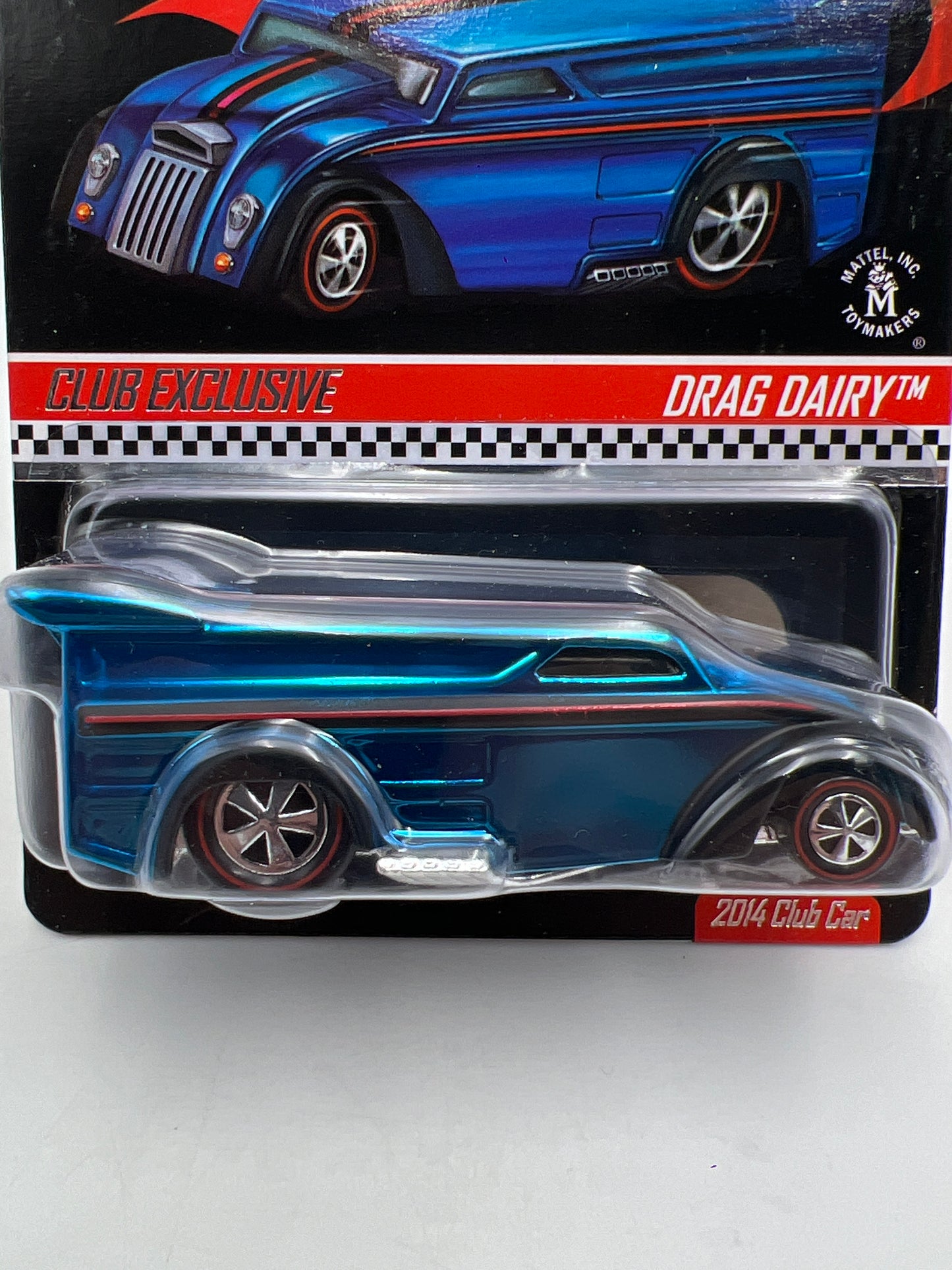 2014 Hot Wheels RLC Club Exclusive 2053/4000 Drag Dairy Blue W/Button & Protector