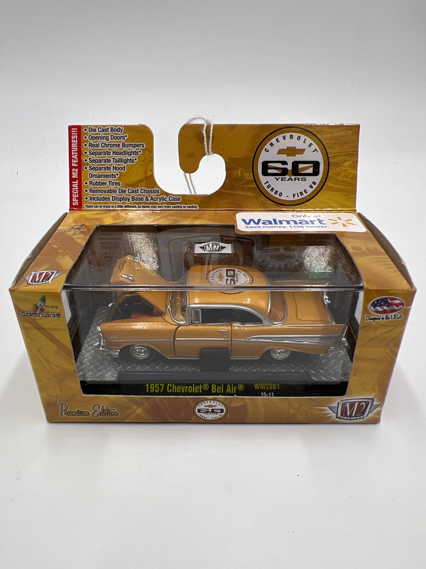 M2 Machines Walmart Exclusive Chevrolet 60 Years 1957 Chevrolet Bel Air Gold WMTS01