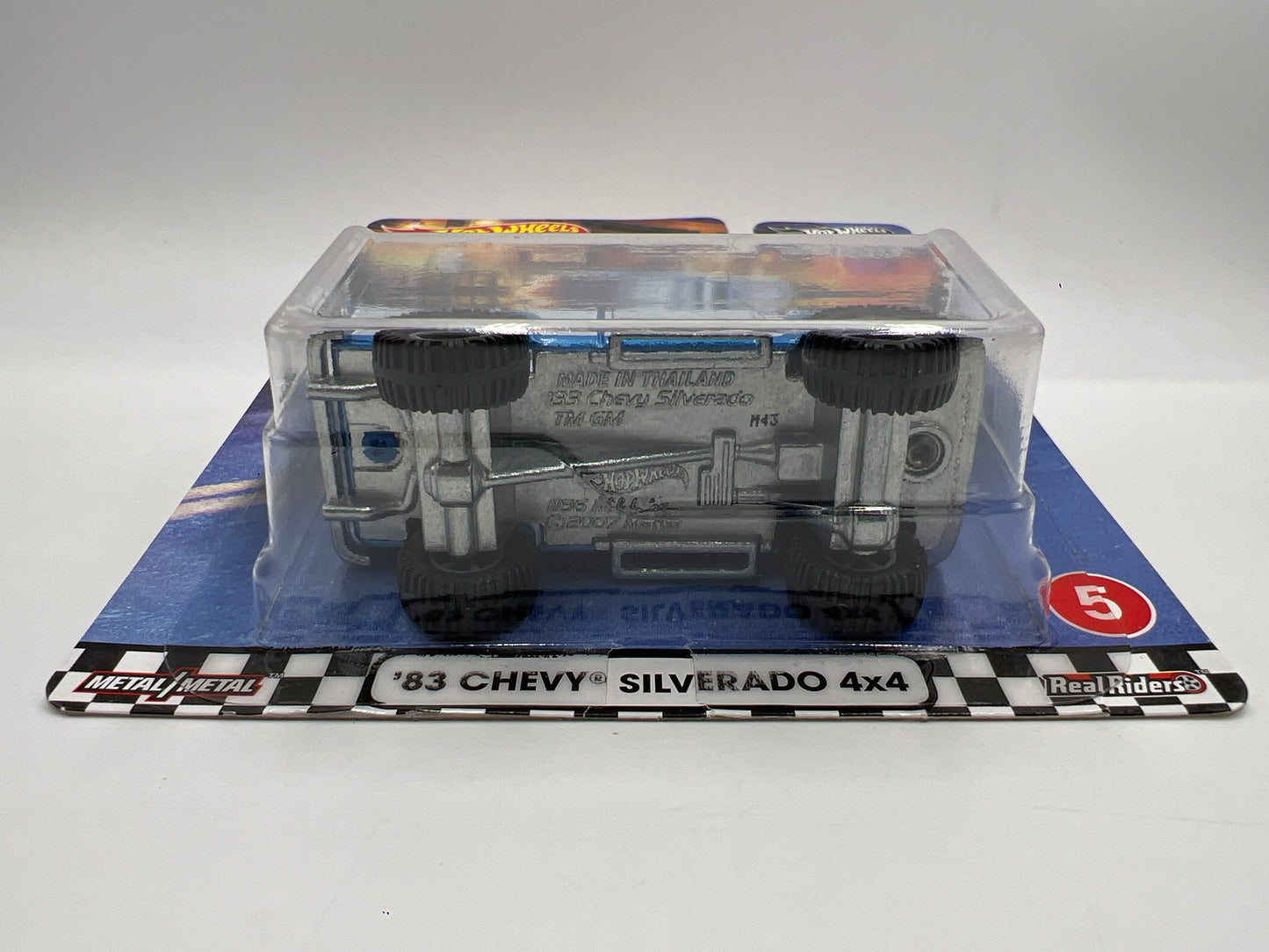 Hot Wheels Premium Boulevard #5 83 Chevy Silverado 4x4 Blue W/Protector Partial Reglue Blister