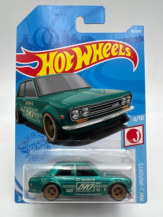 2021 Hot Wheels Super Treasure Hunt #162 71 Datsun 510 Green W/Protector Intl Card