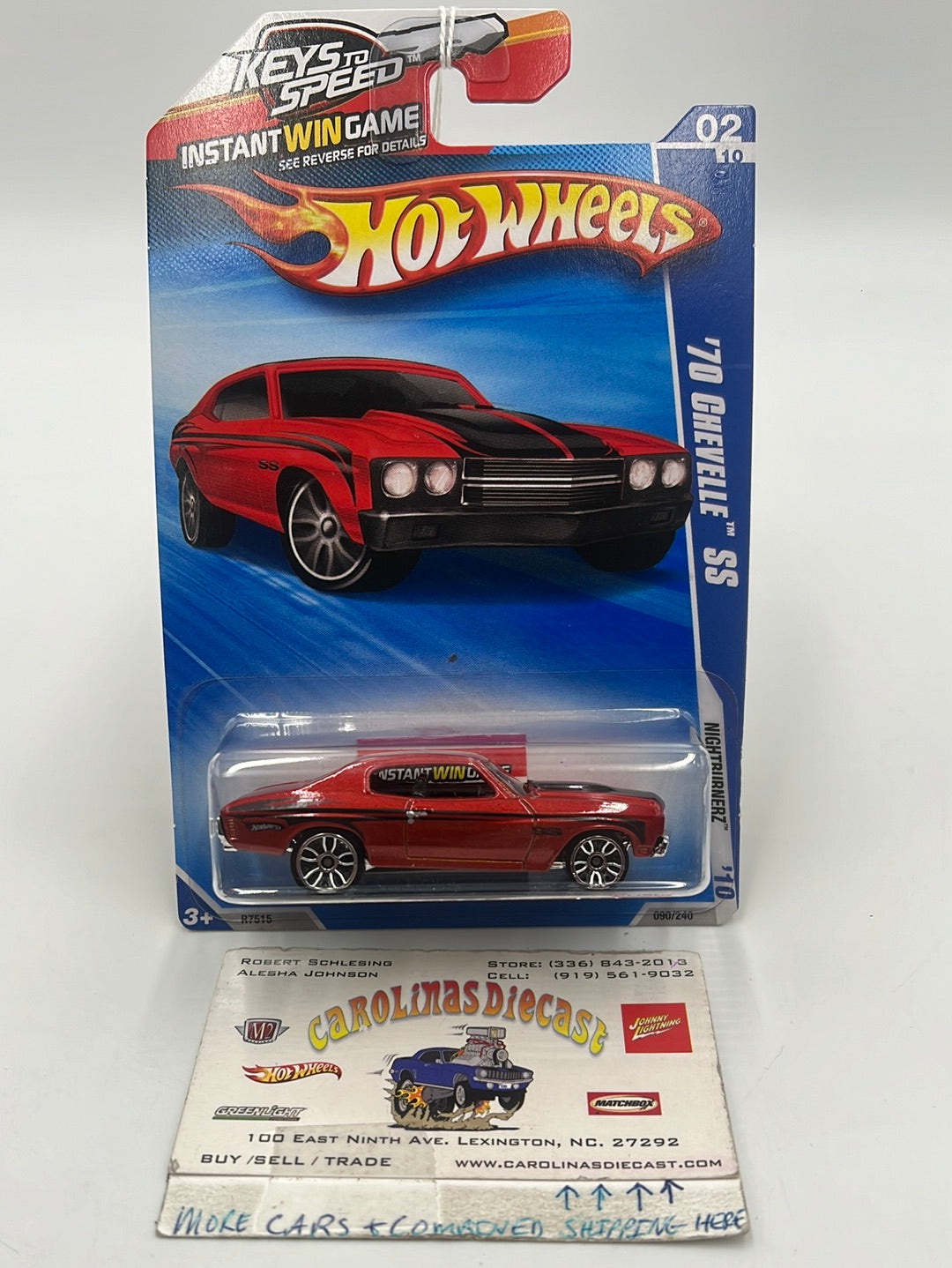 2010 Hot Wheels Nightburnerz ‘70 Chevelle SS Keys to Speed Red 90/240 3A