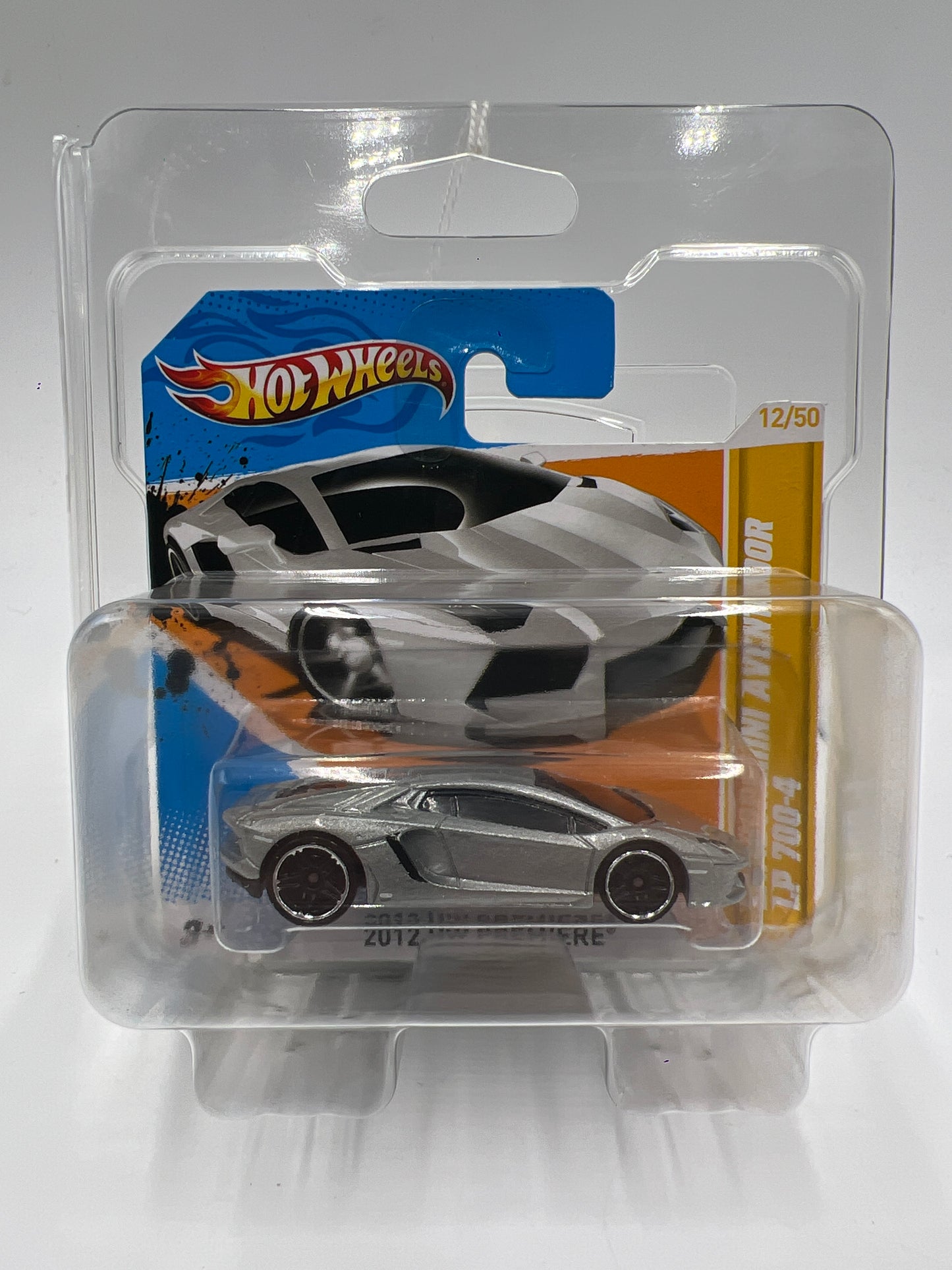 2012 Hot Wheels Short Card Premiere #12 Lamborghini Aventador LP 700-4 Silver W/Protector 1