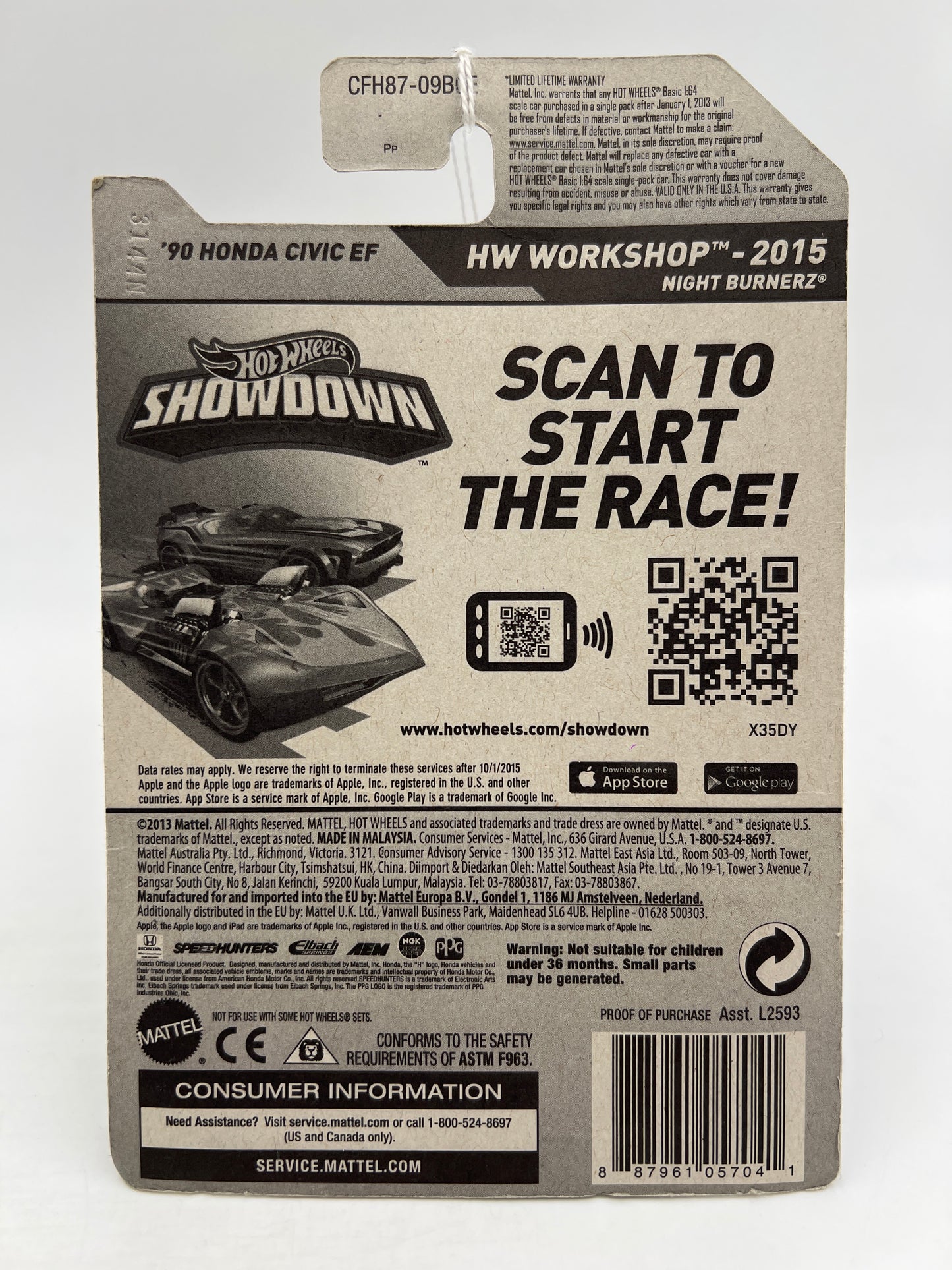 2015 Hot Wheels Workshop #197 90 Honda Civic EF Black