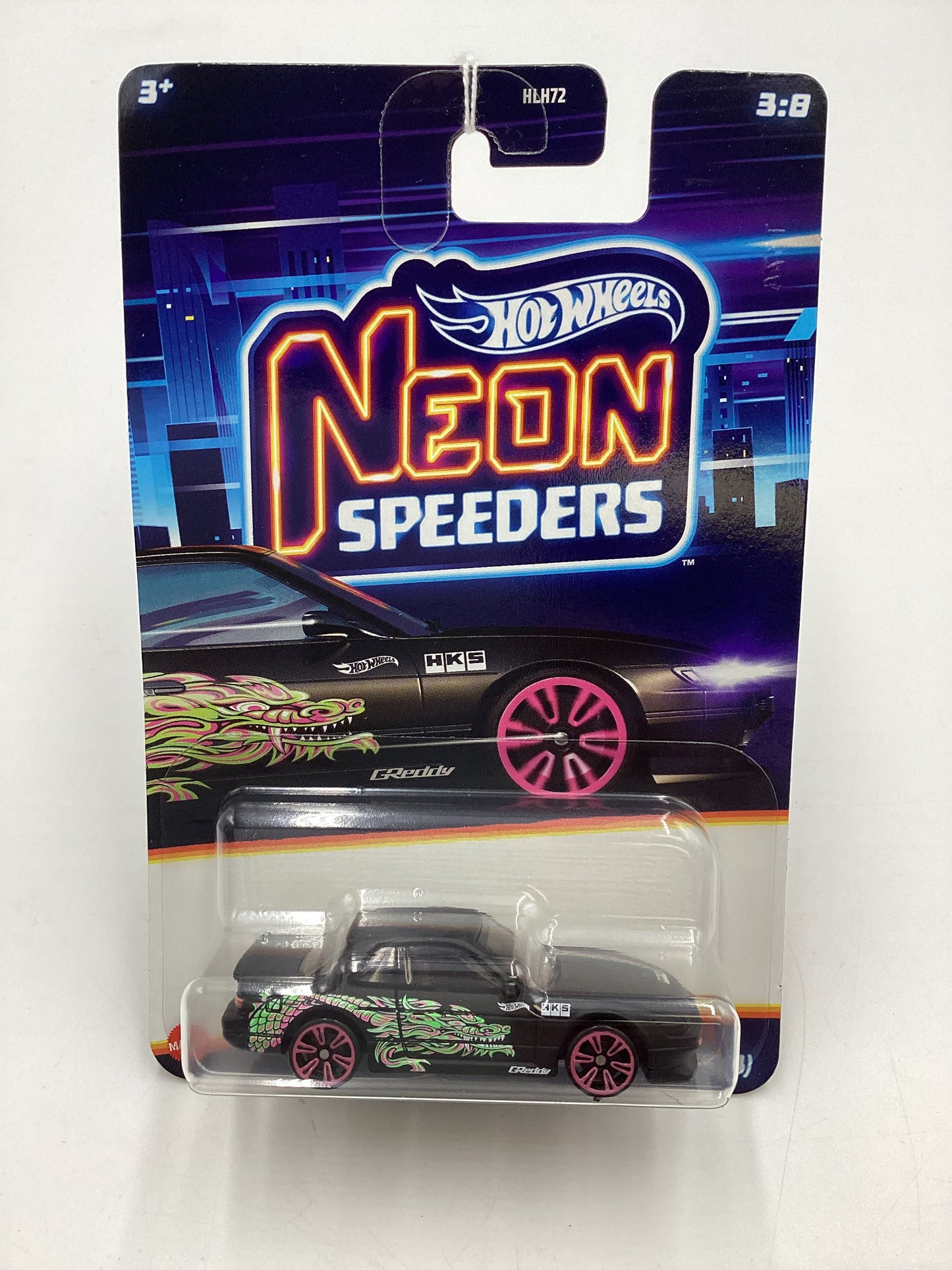 2025 Hot Wheels Neon Speeders #3 Nissan Silvia S13 Black 159C