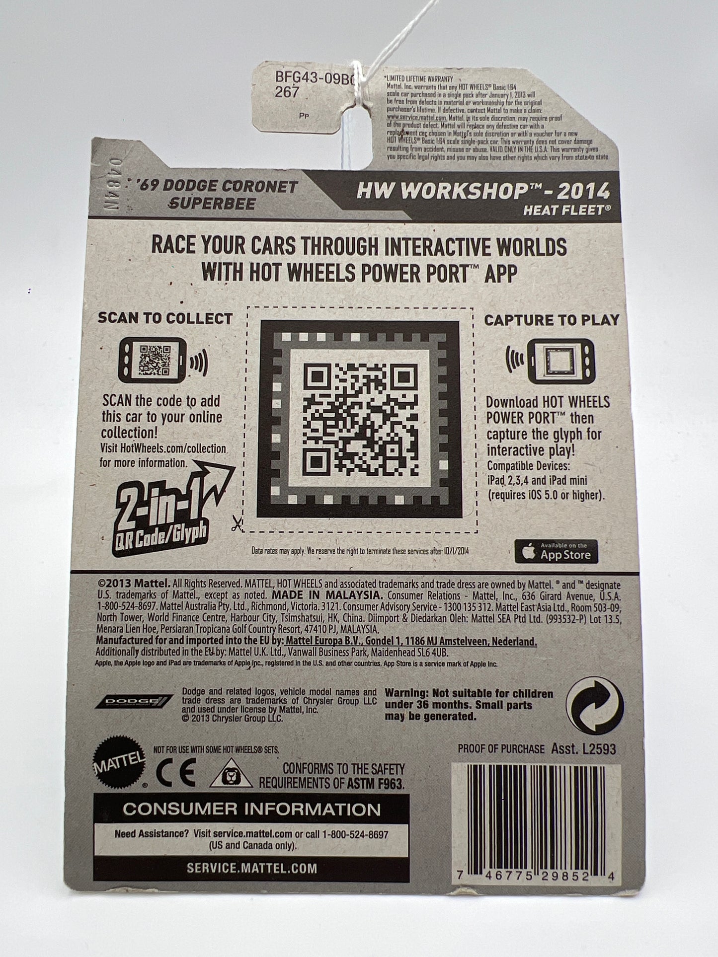 2014 Hot Wheels Workshop #212 69 Dodge Coronet Superbee Purple 59E