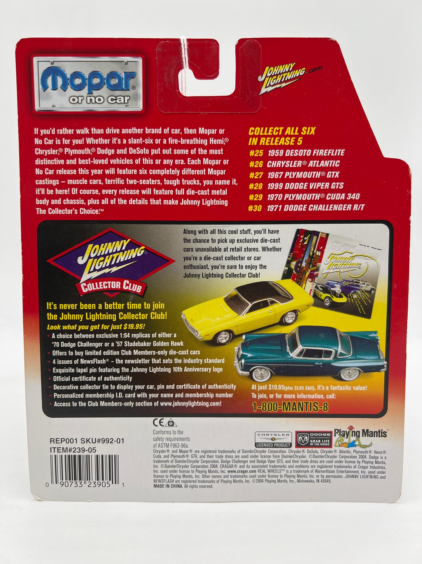 Johnny Lightning White Lightning Chase Mopar Or No Car #25 1959 DeSoto Fireflite Red