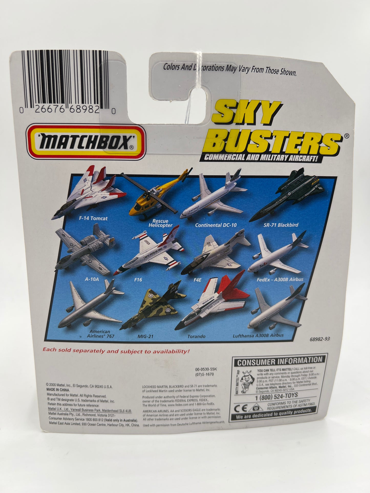 1999 Matchbox Sky Busters F4-E Navy NG Fighter Jet