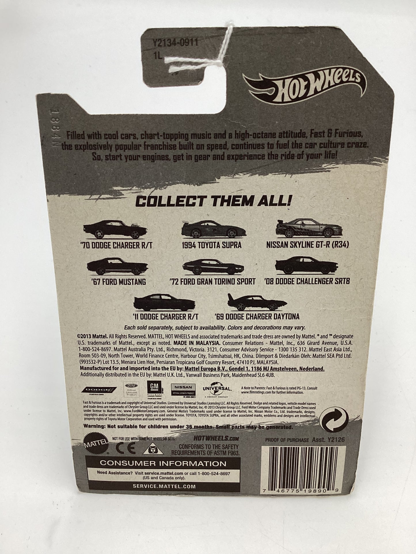 2014 Hot Wheels Fast and Furious #4 67 Ford Mustang Green 74G