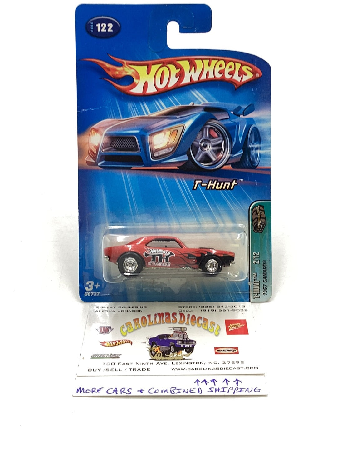 2005 Hot Wheels #122 Treasure Hunt 1967 Camaro real riders W/protector (Bad Card)