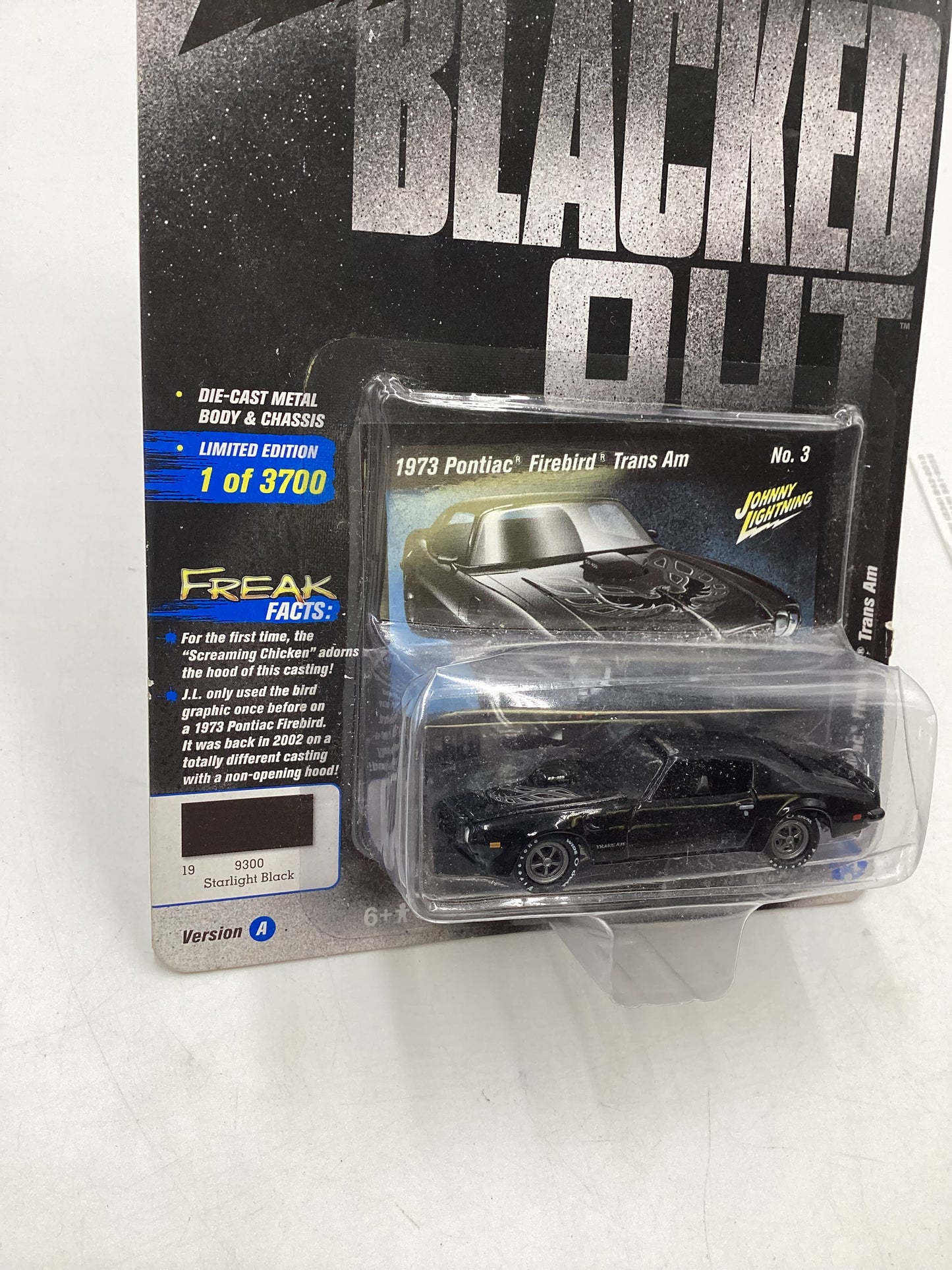 Johnny Lightning Blacked Out 1973 Pontiac Firebird Trans Am 191D