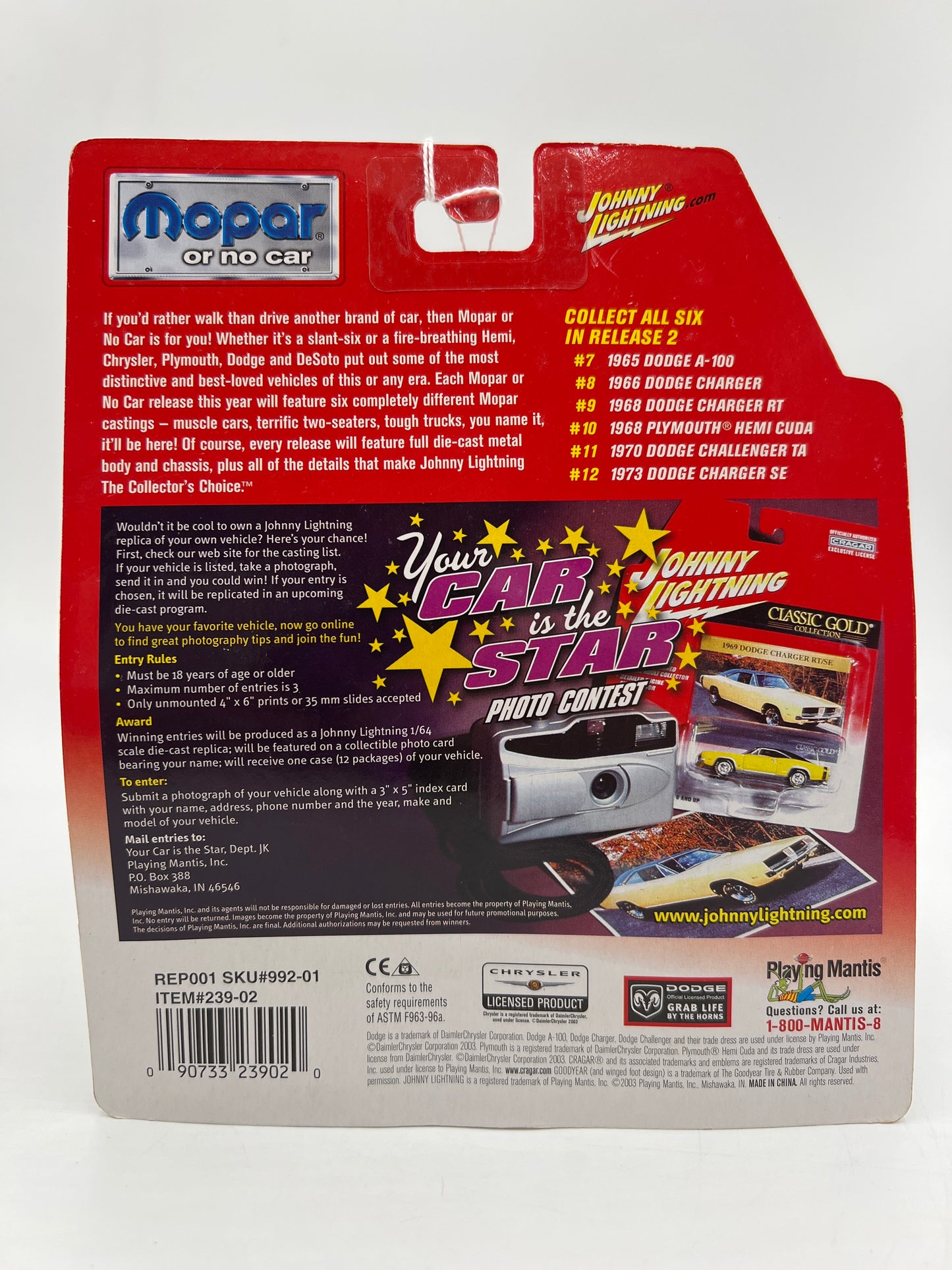 Johnny Lightning Mopar Or No Car #12 1973 Dodge Charger SE Red VHTF