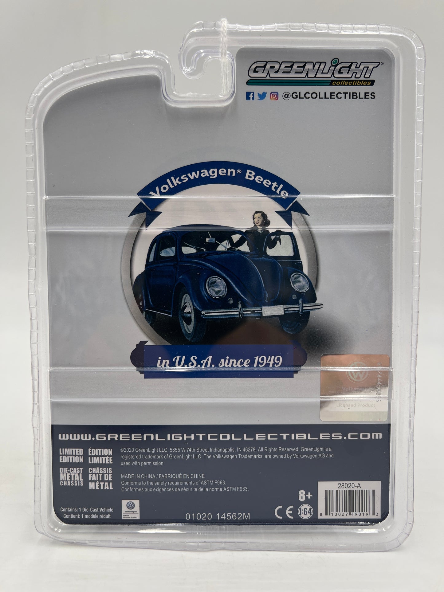 Greenlight 70 Years 1949 Volkswagen Type 1 Split Window Beetle Blue 182C