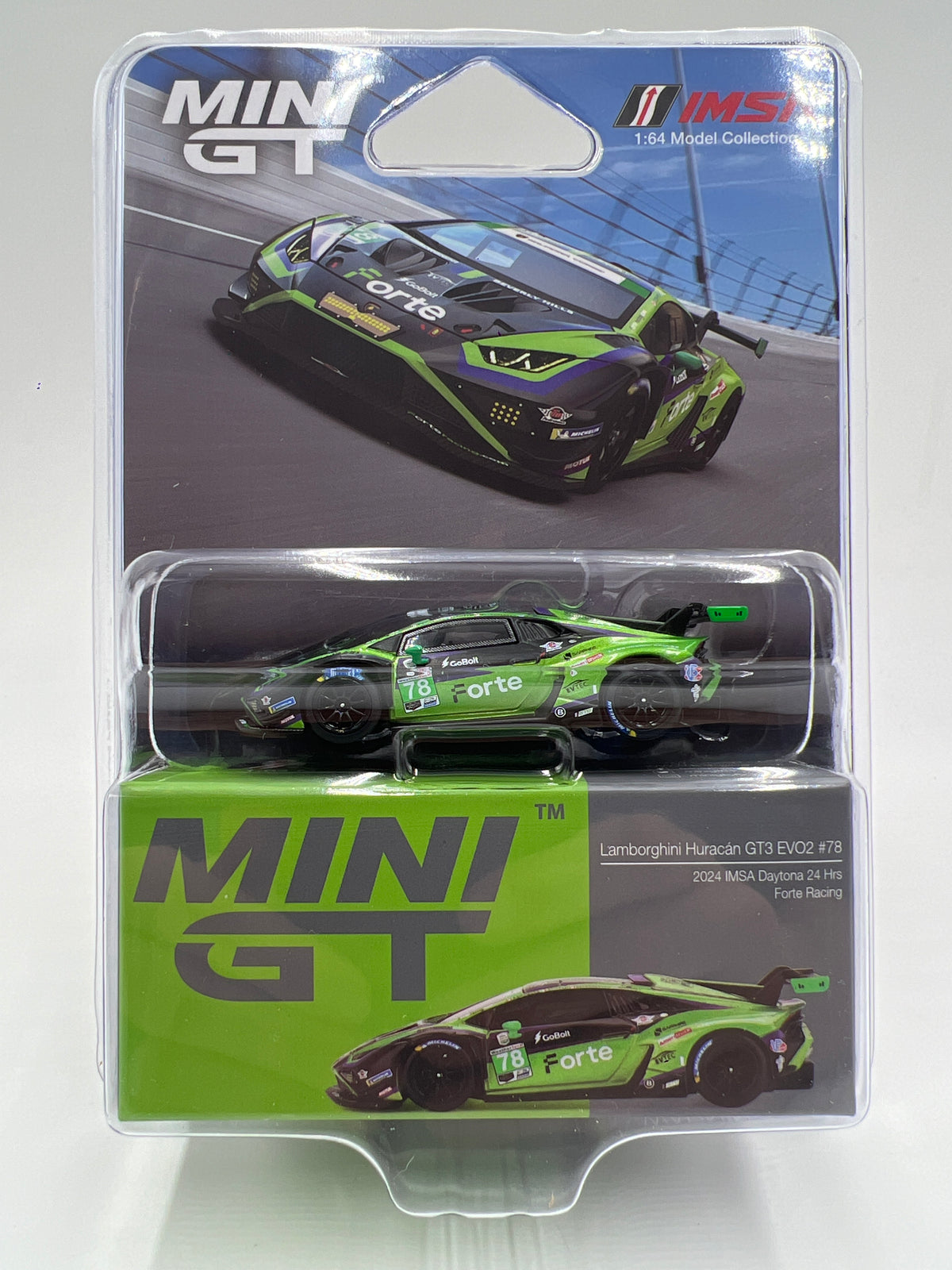 1:64 Scale. Lamborghini Huracán GT3 EVO2 Presentation in Green (LHD