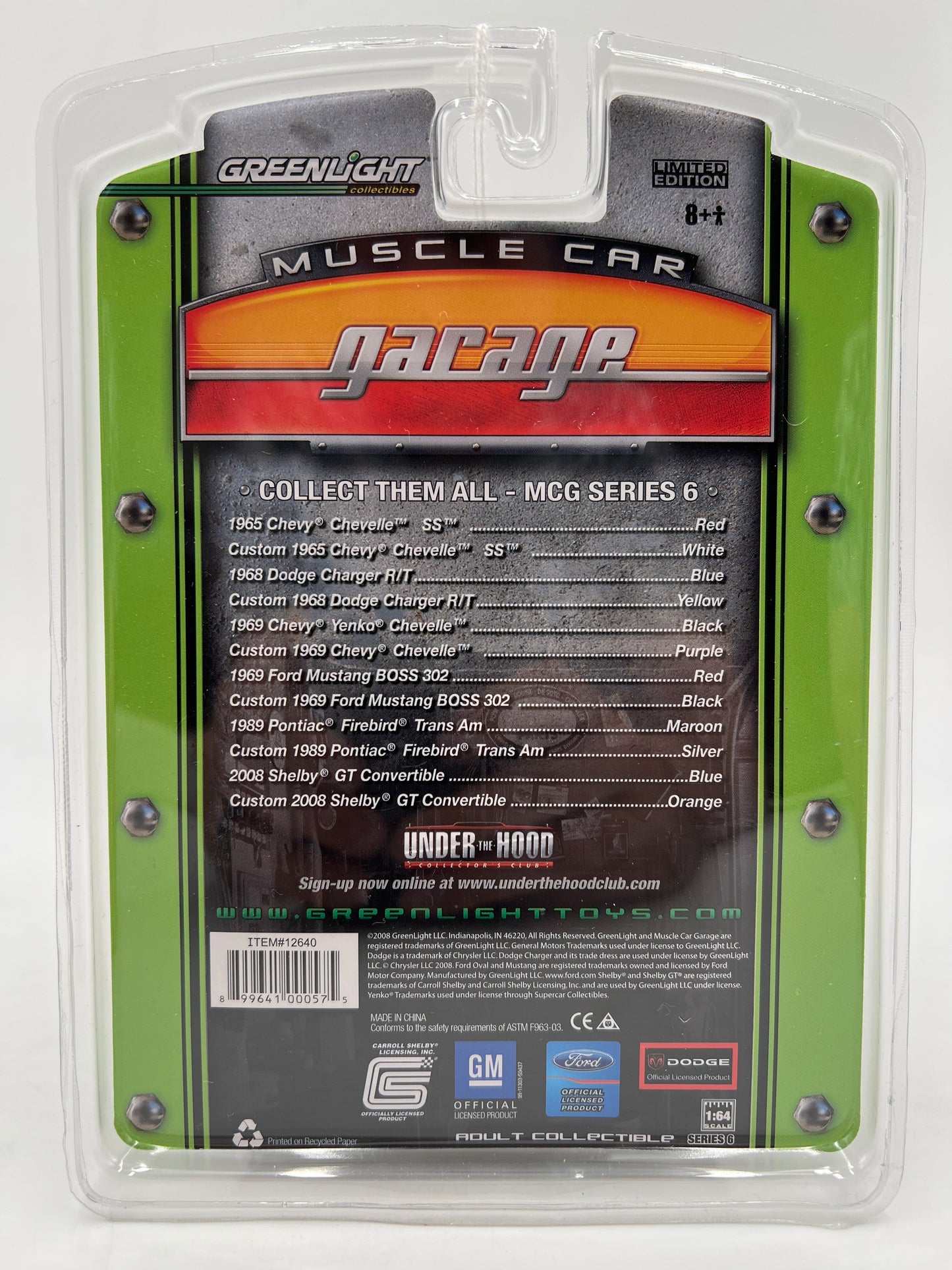 Greenlight Muscle Car Garage Series 6 Custom 1968 Dodge Charger R/T Yellow 176E