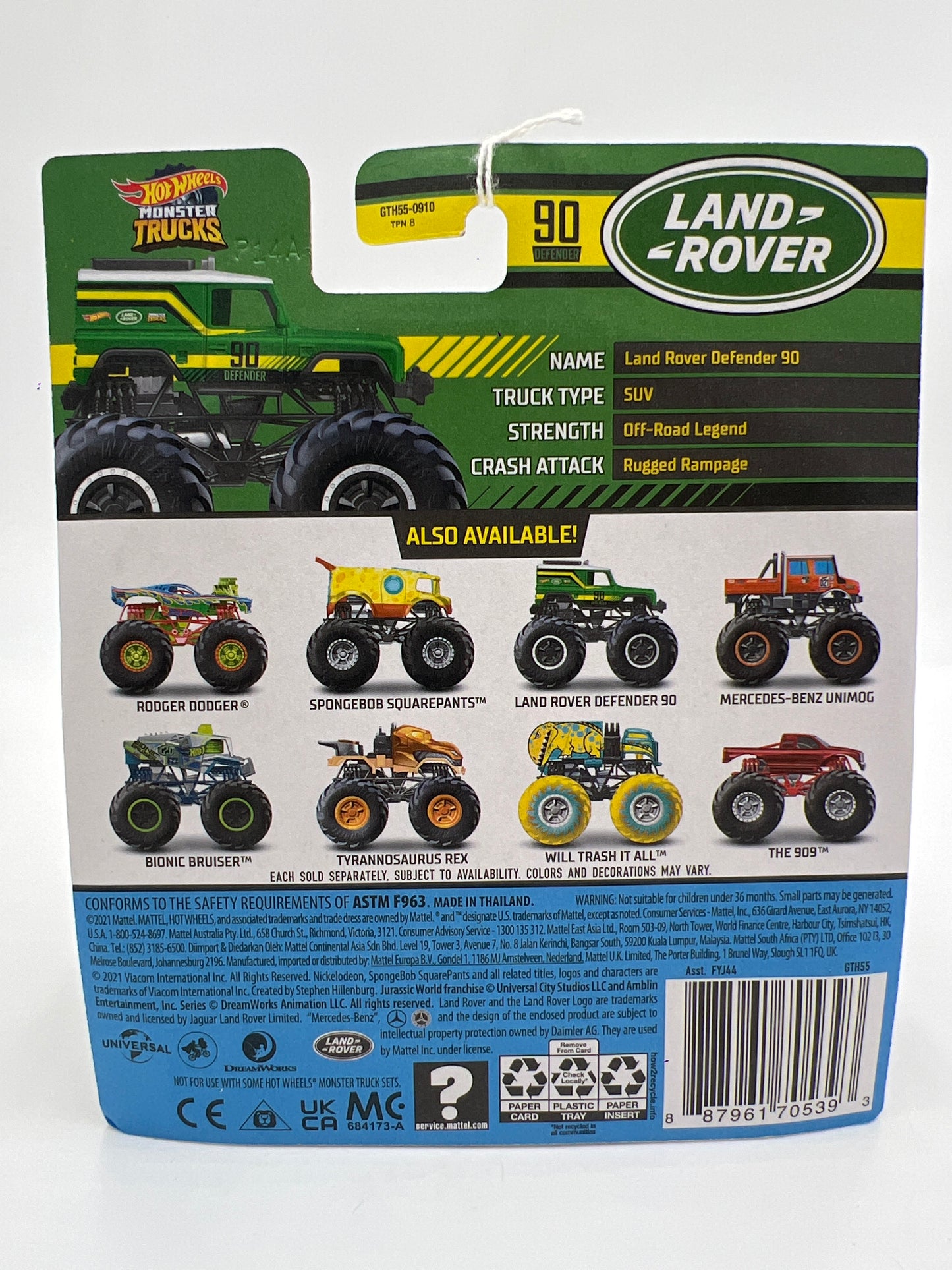 2021 Hot Wheels Monster Trucks Crash Legends #46 Land Rover Defender 90 131G