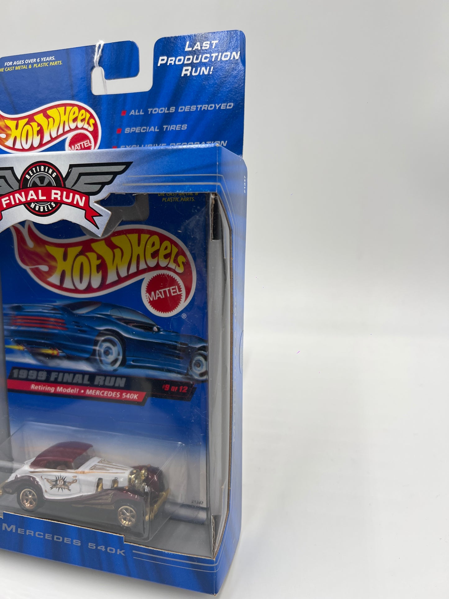 1999 Hot Wheels Final Run #9 Mercedes 540K White/Maroon