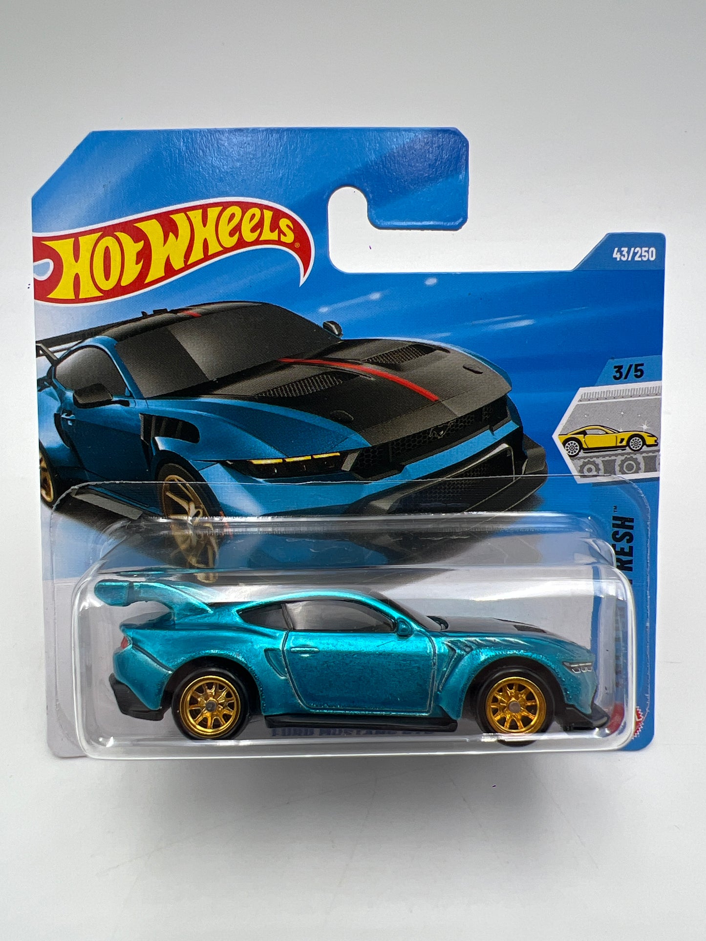 2026 Hot Wheels Short Card Super Treasure Hunt #43 Ford Mustang GTD Blue W/Protector