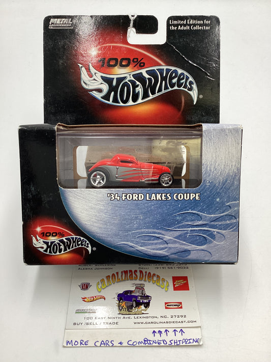 Hot Wheels Premium 100% Black Box 34 Ford Lakes Coupe Red Vein On Right