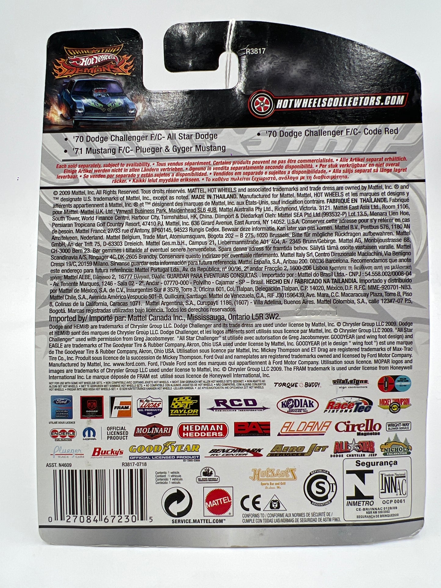 Hot Wheels Premium Drag Strip Demons #2 70 Dodge Challenger F/C Code Red (Cracked Blister) SR