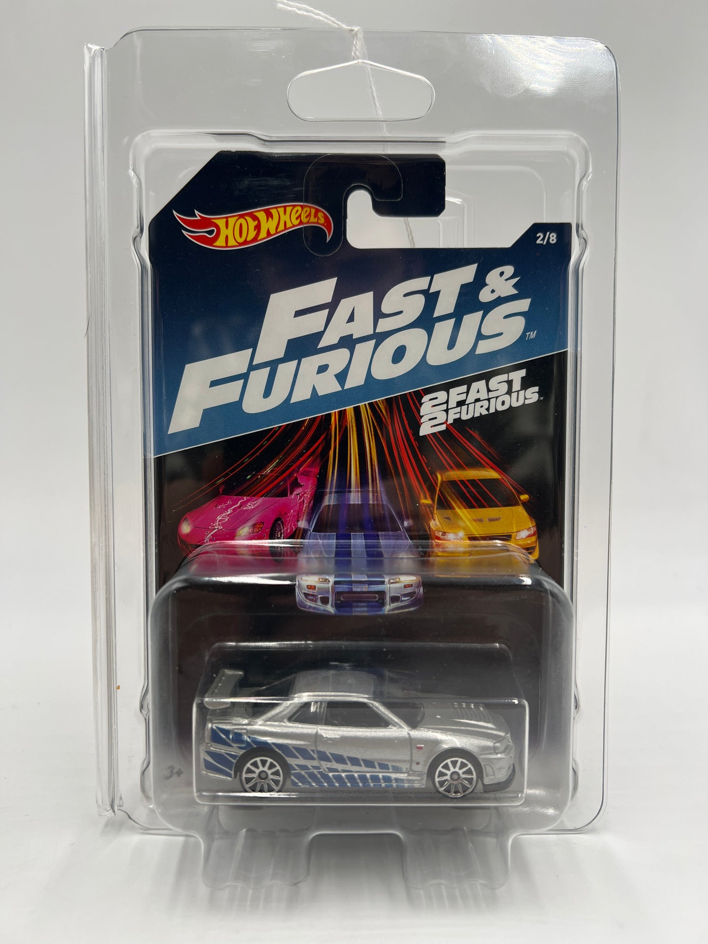 Hot Wheels Fast and Furious #2 Nissan Skyline GT-R R34 Silver W/Protector