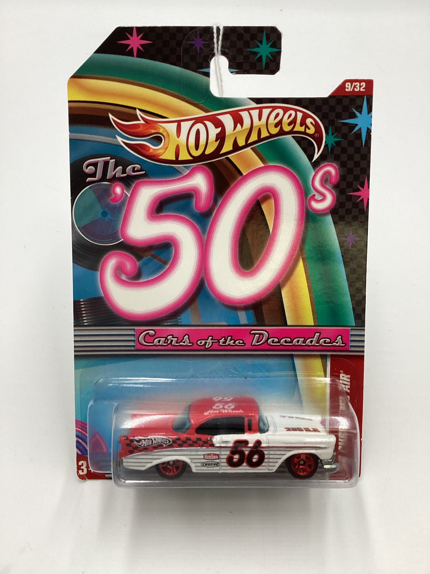 2011 Hot Wheels Cars of the Decades The 50s #9 56 Chevy Bel Air White/Red 157F