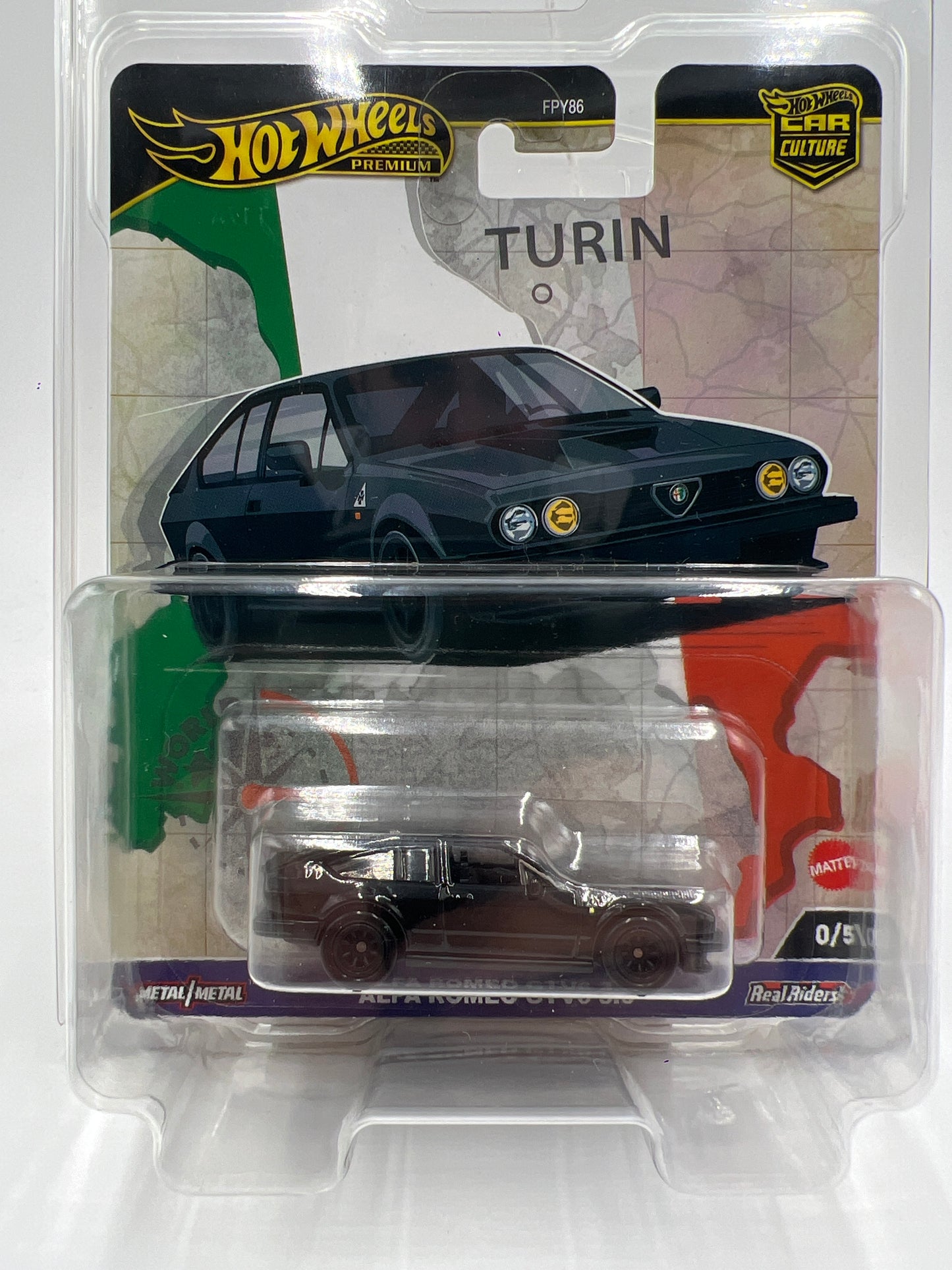 2024 Hot Wheels Premium World Tour Chase #0 Alfa Romeo GTV6 3.0 Black W/Protector