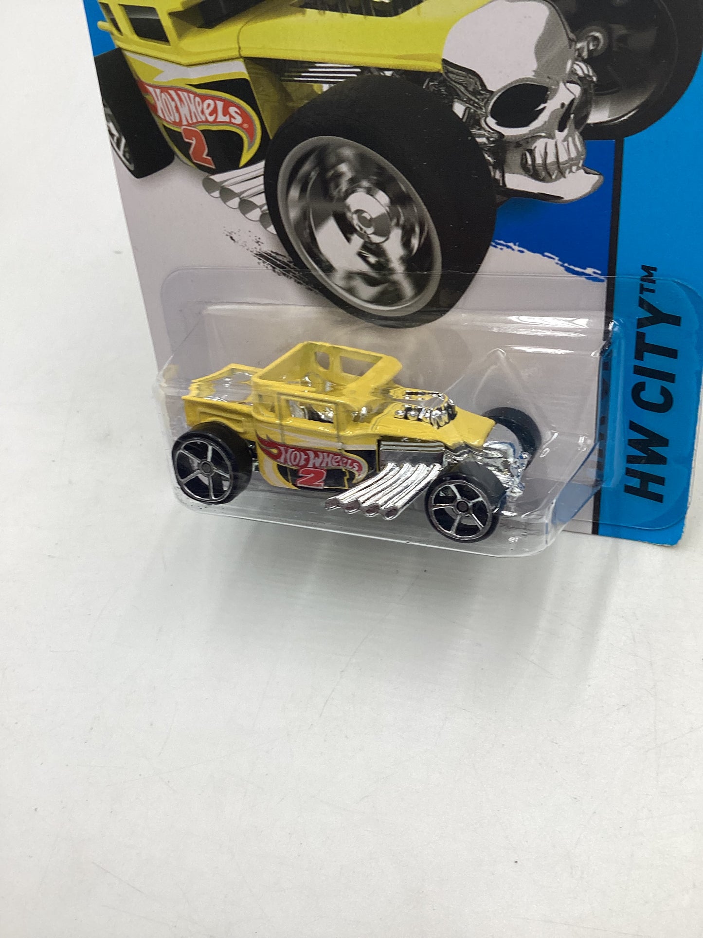 2014 HW City Scavenger Hunt 1/4 Bone Shaker Yellow Kroger Exclusive 237D