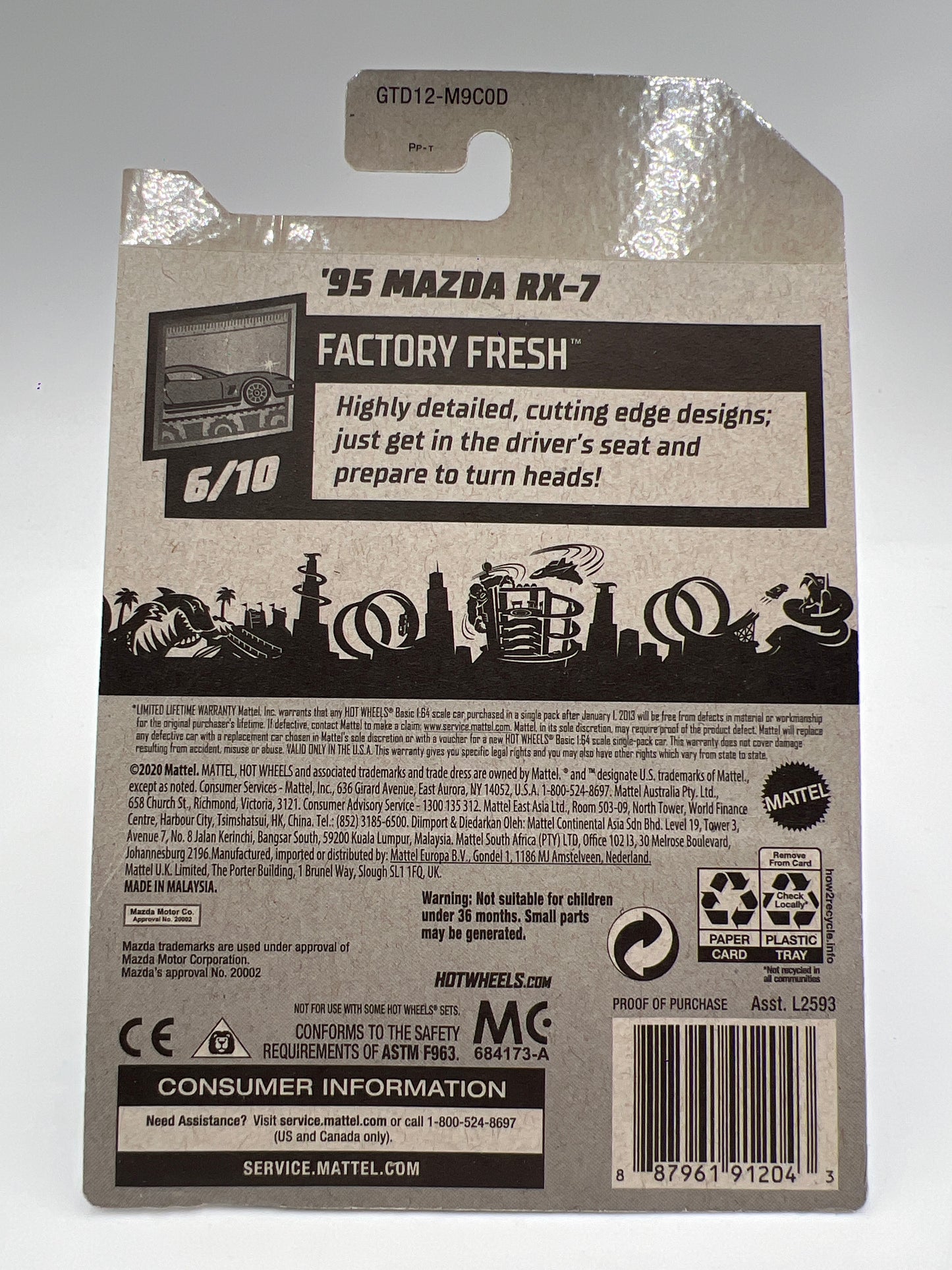 2021 Hot Wheels Super Treasure Hunt #88 95 Mazda RX-7 Black W/Protector