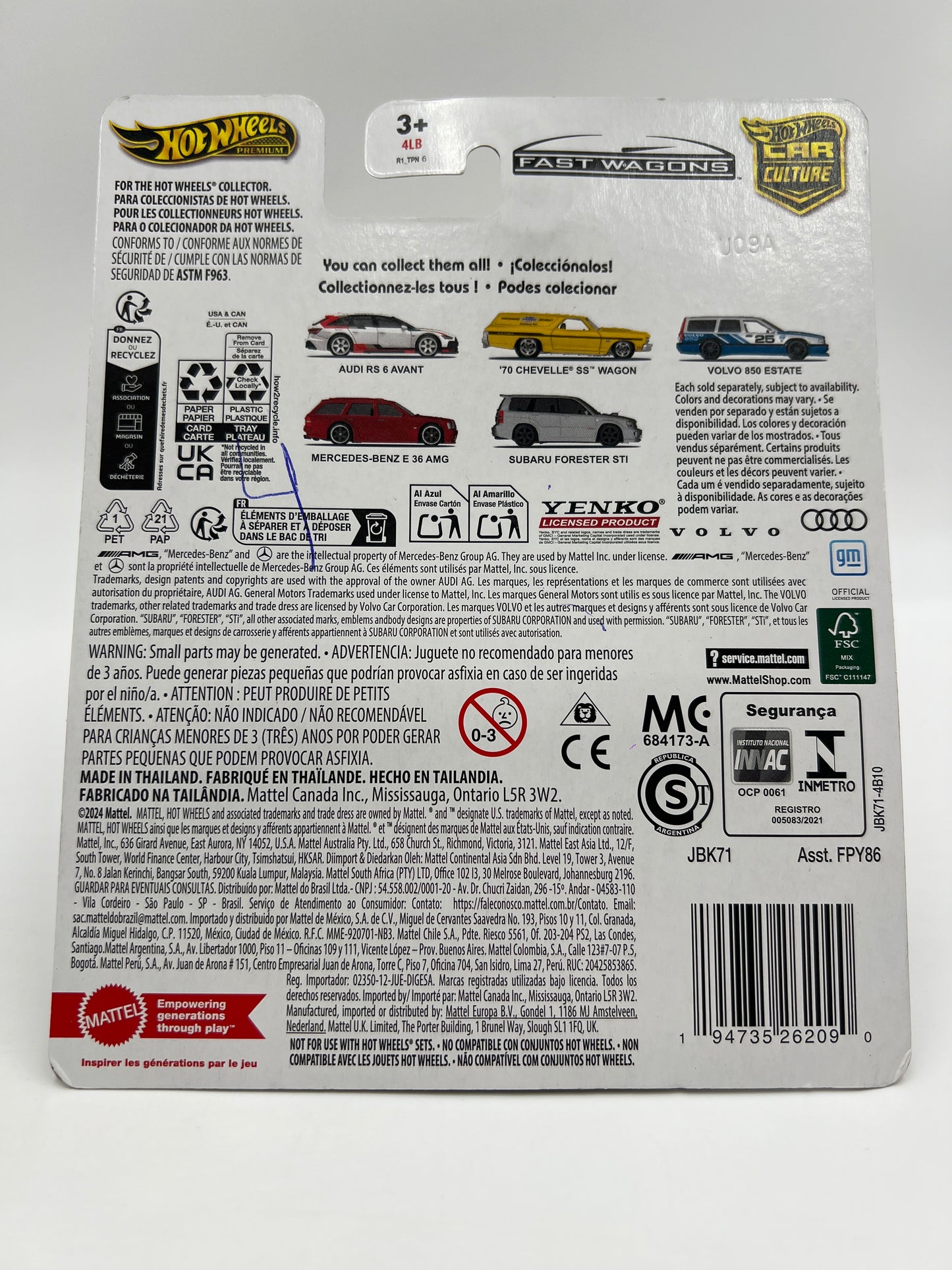 2025 Hot Wheels Premium CHASE Fast Wagons #0 Audi RS 6 Avant Black W/Protector