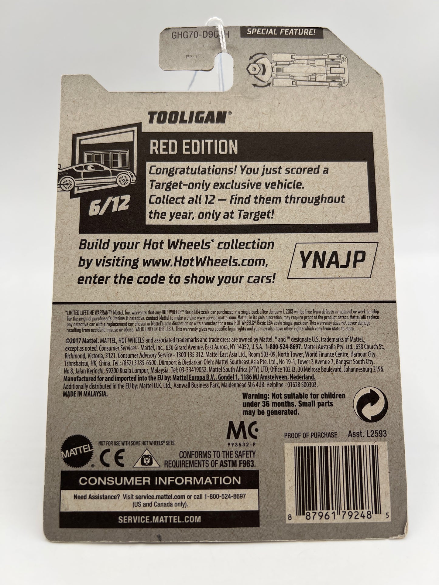 2020 Hot Wheels Target Exclusive Red Edition #4 Tooligan Black 148H