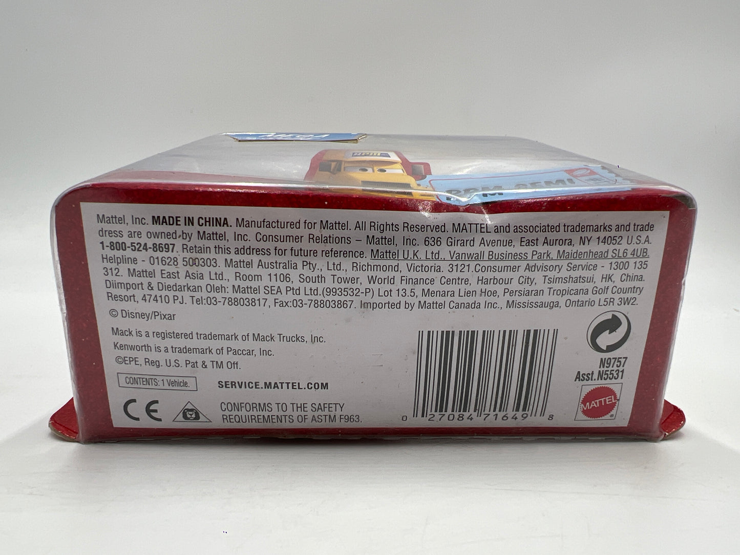 Disney Pixar The World Of Cars Race O Rama #12 Mega Size RPM Semi 139H