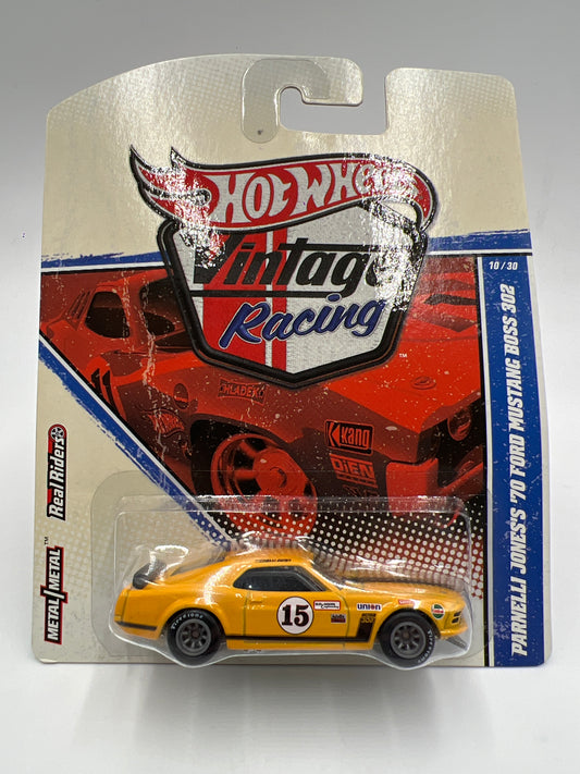 Hot Wheels Premium Vintage Racing #10 Parnelli Jones 70 Ford Mustang Boss 302 Yellow W/Protector