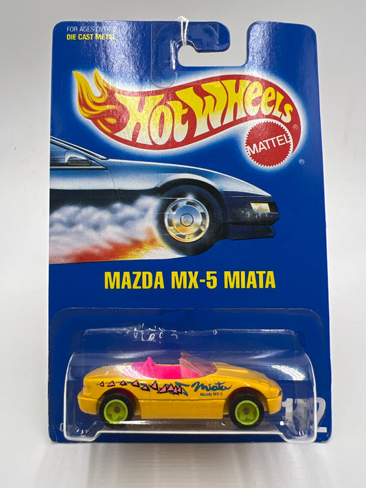 1991 Hot Wheels Collector #172 Mazda MX-5 Miata Yellow W/Lime Wheels 240B