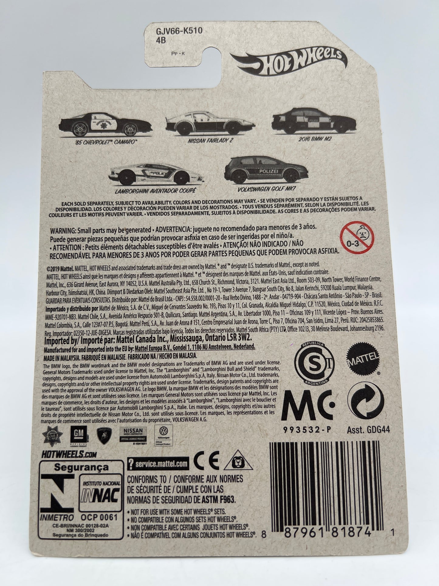 Hot Wheels Police Art Series #5 Volkswagen Golf MK7 Silver 168i